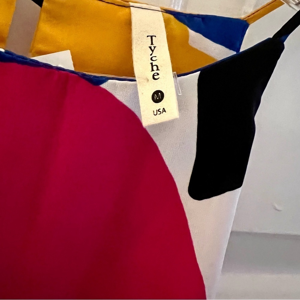 NWT! Tyche Multicolor Geo Print Halter Dress with Keyhole Back Closure! - Picture 3 of 8